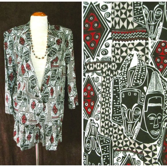 Vintage Pants - Vintage '80s Blazer Tribal Print & Bermuda Shorts